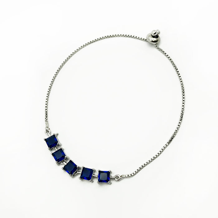 Charming Blue Sapphire Gemstone Slider Bracelet