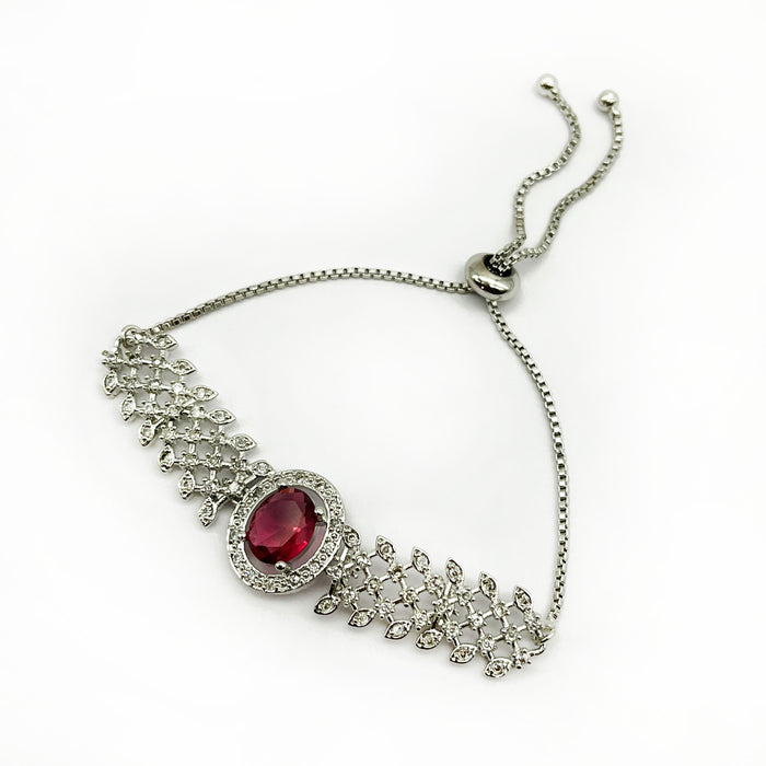 Red Garnet Charm Slider Bracelet – Elegant & Adjustable Jewelry