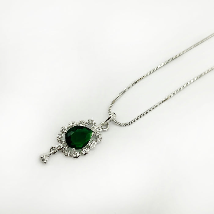 Majestic Emerald Necklace & Earrings Gift For Girls & Women