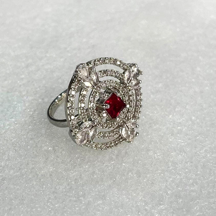 Red Garnet Stone Silver Plated Ring: Radiant Elegance