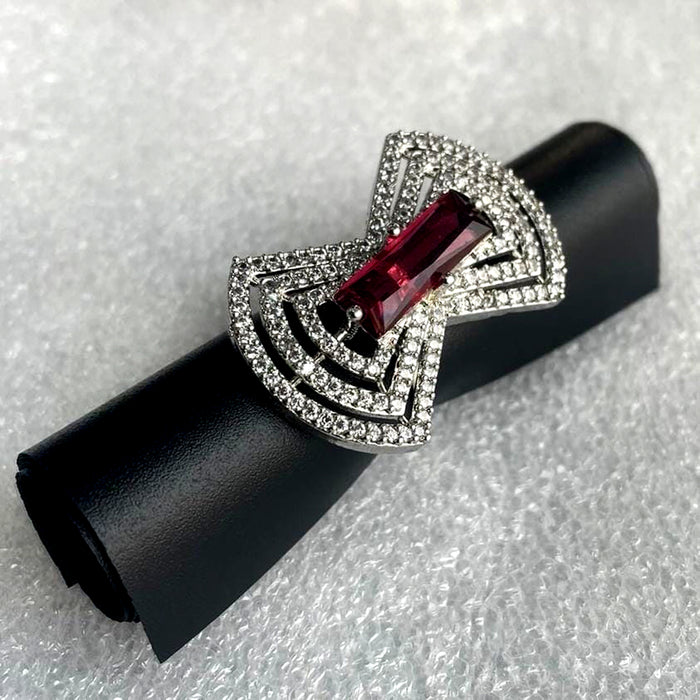 Modern & Stylish Red Garnet & CZ Silver Ring