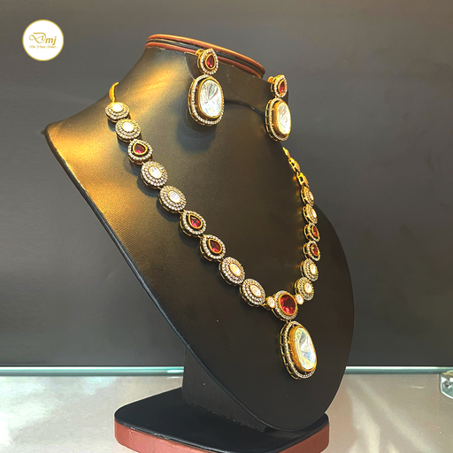 Diwamjewels Zircon Stone Silver Plated Necklace Set